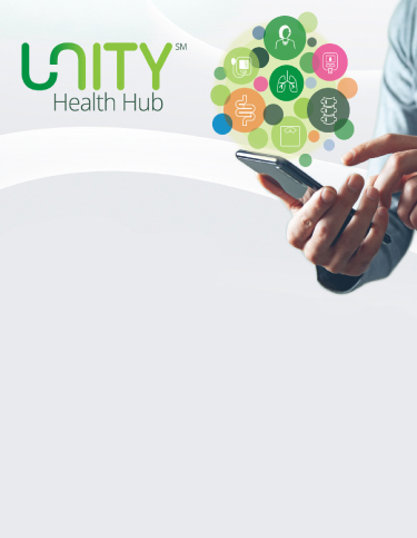 An illustration depicts colorful bubbles with health information around a smartphone 