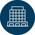 icon graphic of a tall city building